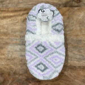 5/$20 NEW 8-10 Fuzzy Babba Women's Soft Plush Purple & Gray Slippers